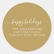 ハッピーホリデーズクリスマスクラシック金ゴールドアドレス