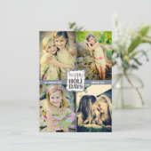 ハッピーホリデーズクリスマスクワッドフォトフラットカード シーズンカード (スタンド正面)