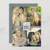 ハッピーホリデーズクリスマスクワッドフォトフラットカード シーズンカード (正面/裏面)