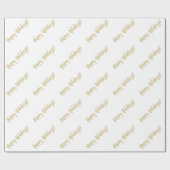 ハッピーホリデーズクリスマスゴールドフォイルとホワイト ラッピングペーパー (フラット)