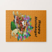 ハッピーホリデーズクリスマスサンタキャット ジグソーパズル (横)