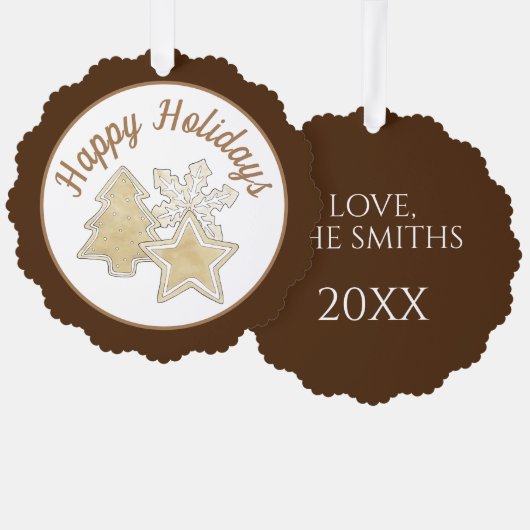 ハッピーホリデーズクリスマスシュガークッキーベーカリー オーナメントカード (正面/裏面)