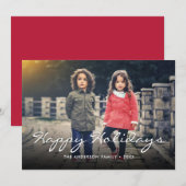 ハッピーホリデーズクリスマススクリプトタイポグラフィ写真 シーズンカード (正面/裏面)