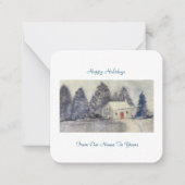 ハッピーホリデーズクリスマススススノーイコテージハウス ノートカード (正面)