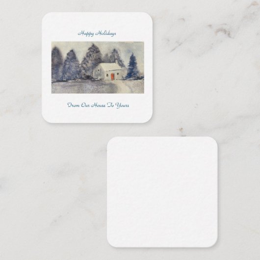 ハッピーホリデーズクリスマススススノーイコテージハウス ノートカード (正面/裏面)