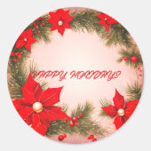 ハッピーホリデーズクリスマスステッカー ラウンドシール (正面)