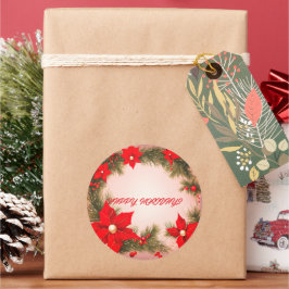 ハッピーホリデーズクリスマスステッカー ラウンドシール