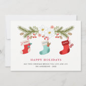 ハッピーホリデーズクリスマスストッキング3家族の名前 シーズンカード (正面)