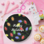 ハッピーホリデーズクリスマスストリングライト ペーパープレート (パーティー)