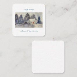 ハッピーホリデーズクリスマススノーウィーコテージニューホーム ノートカード