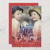 ハッピーホリデーズクリスマススノーレッド写真 シーズンカード (正面/裏面)