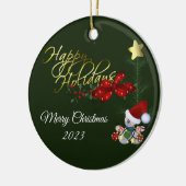 ハッピーホリデーズクリスマスセラミックオーナメント セラミックオーナメント (左)