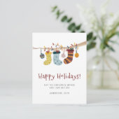 ハッピーホリデーズクリスマスソックス挨拶 ポストカード (スタンド正面)