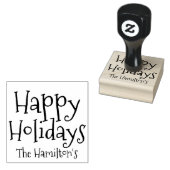 ハッピーホリデーズクリスマスタイポグラフィ追加の名前 ラバースタンプ (押印)