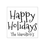 ハッピーホリデーズクリスマスタイポグラフィ追加の名前 ラバースタンプ (インプリント)