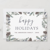 ハッピーホリデーズクリスマスダスティブルーグリーン シーズンカード (正面)