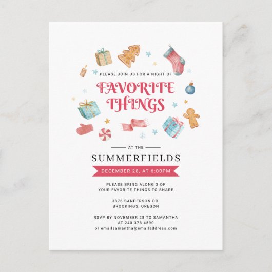 ハッピーホリデーズクリスマスツお気に入りのィーズパーティー インビテーションポストカード (正面)