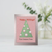 ハッピーホリデーズクリスマスツリーのビジネスをパーソナライズ シーズンポストカード (スタンド正面)