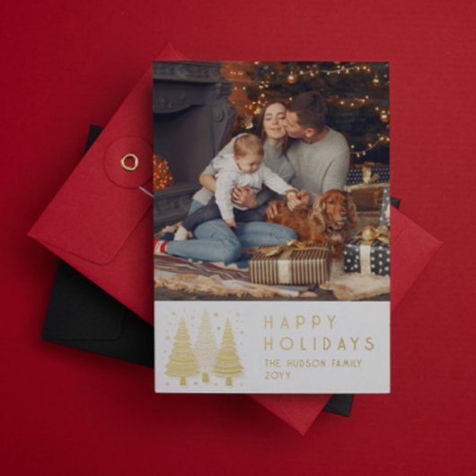 ハッピーホリデーズクリスマスツリーシンプルの写真 箔シーズンカード