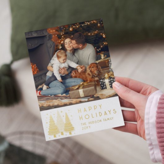 ハッピーホリデーズクリスマスツリーシンプルの写真 箔シーズンカード