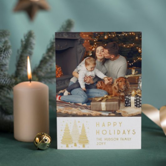 ハッピーホリデーズクリスマスツリーシンプルの写真 箔シーズンカード