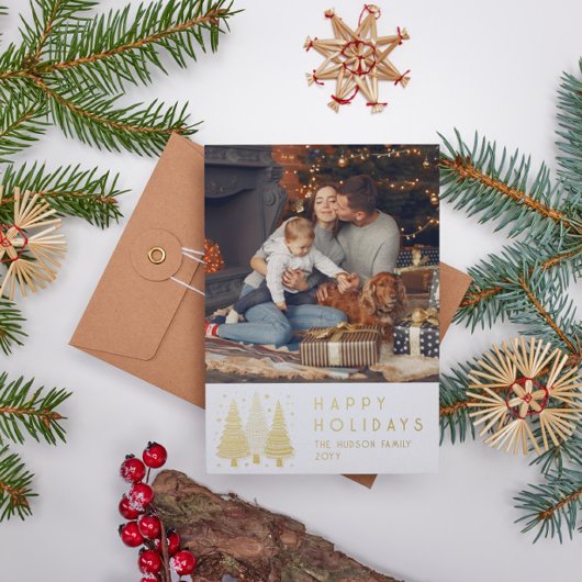 ハッピーホリデーズクリスマスツリーシンプルの写真 箔シーズンカード