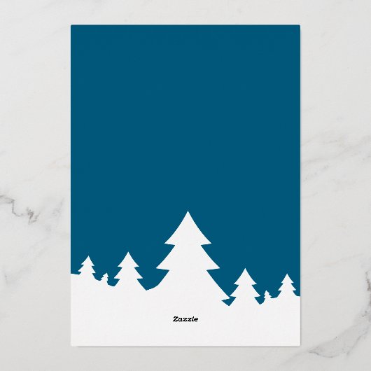 ハッピーホリデーズクリスマスツリーズファミリーフォト金ゴールド 箔シーズンカード (裏面)