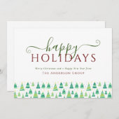 ハッピーホリデーズクリスマスツリーズ企業のビジネス シーズンカード (正面/裏面)