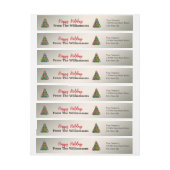 ハッピーホリデーズクリスマスツリーズ差出人住所 ラップアラウンドラベル (シート)