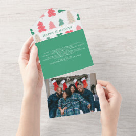 ハッピーホリデーズクリスマスツリーパターンカード オールインワン招待状