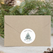 ハッピーホリデーズクリスマスツリーファミリー名 ラウンドシール