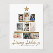 ハッピーホリデーズクリスマスツリーフォトスタック金ゴールド シーズンポストカード (正面)