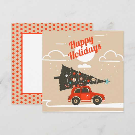 ハッピーホリデーズクリスマスツリーフラットカード (正面/裏面)