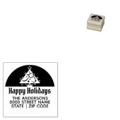 ハッピーホリデーズクリスマスツリー差出人住所 ラバースタンプ (押印)