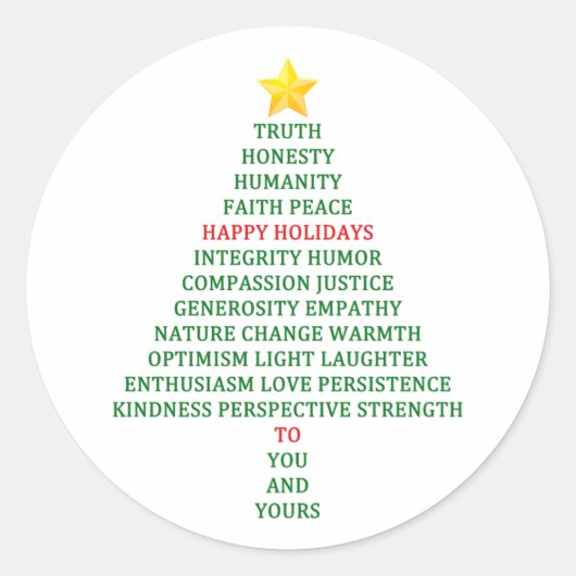 ハッピーホリデーズクリスマスツリー賛美ズ ラウンドシール (正面)