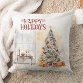 ハッピーホリデーズクリスマスツリー クッション (ブランケット)