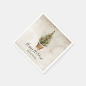 ハッピーホリデーズクリスマスツリー スタンダードカクテルナプキン (角)