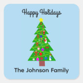 ハッピーホリデーズクリスマスツリー#1シール スクエアシール (正面)