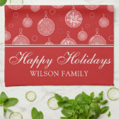 ハッピーホリデーズクリスマスデコレーションパーソナライズされた キッチンタオル (折り畳み)