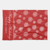 ハッピーホリデーズクリスマスデコレーションパーソナライズされた キッチンタオル (横)