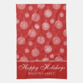 ハッピーホリデーズクリスマスデコレーションパーソナライズされた キッチンタオル (縦)