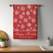 ハッピーホリデーズクリスマスデコレーションパーソナライズされた キッチンタオル