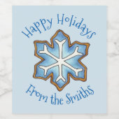 ハッピーホリデーズクリスマスハヌッカブルースノーフレーク ワインラベル (シングルラベル)