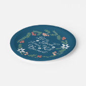 ハッピーホリデーズクリスマスバンコパーティーブルーグリーン ペーパープレート (アングル)