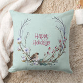 ハッピーホリデーズクリスマスバード クッション (ブランケット)