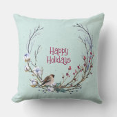 ハッピーホリデーズクリスマスバード クッション (正面)