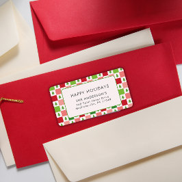 ハッピーホリデーズクリスマスパターモダンンカラフル ラベル