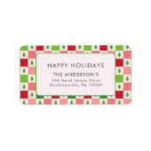 ハッピーホリデーズクリスマスパターモダンンカラフル ラベル (正面)