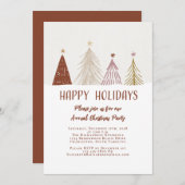 ハッピーホリデーズクリスマスパーティーエレガントツリーズシック 招待状 (正面/裏面)