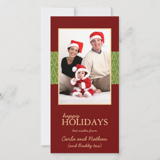 ハッピーホリデーズクリスマスファミリーフォトカード シーズンカード (正面)